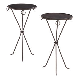 A Pair of Gueridon Style Iron Drink Tables, in the Manner of Jean-Michel Frank For Sale
