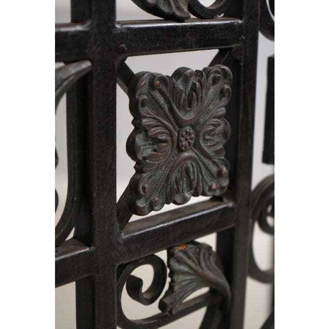 Metal Maitland Smith Wrought Iron & Bronze Room Divider Screen For Sale - Image 7 of 14