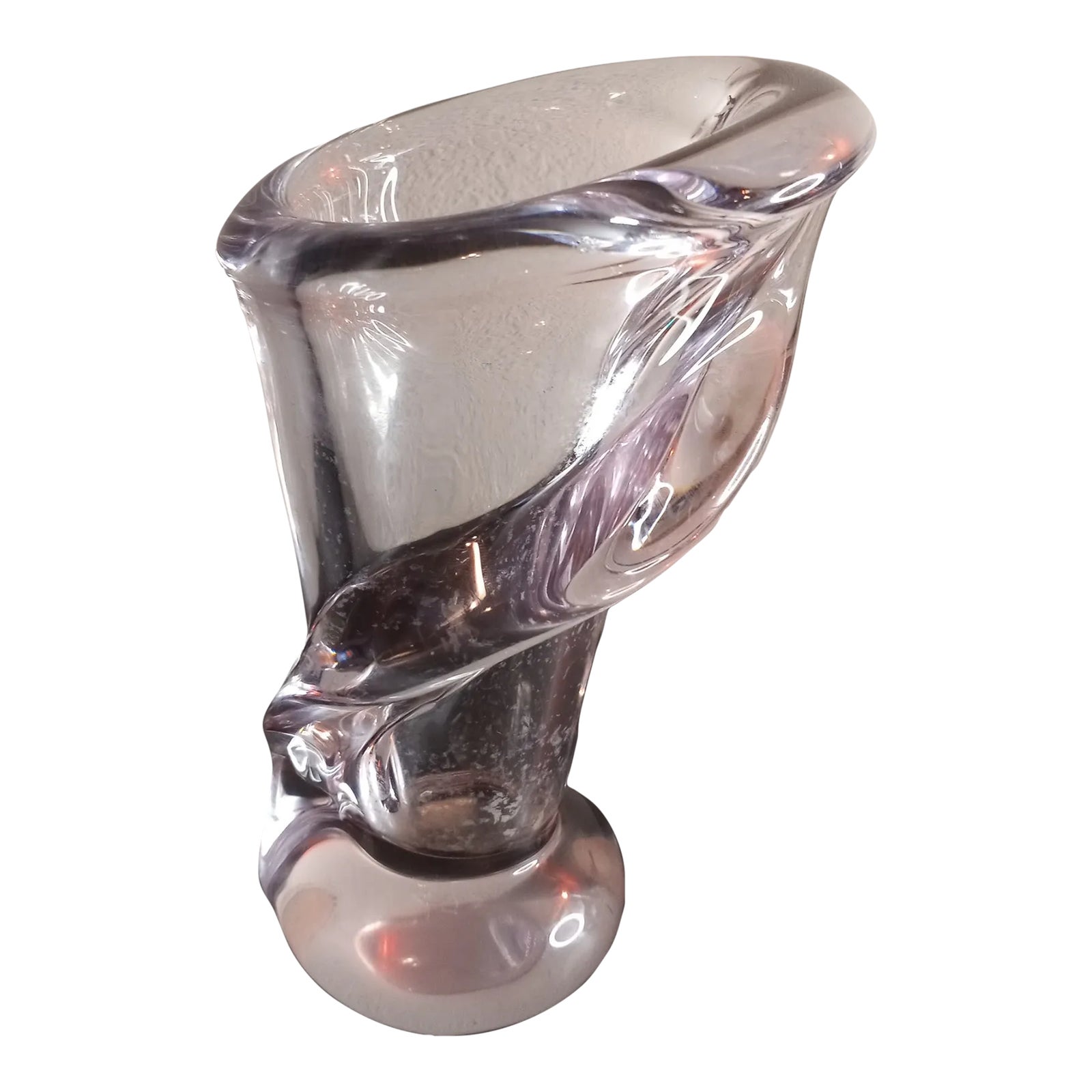 1970s Vannes Le Chatel France Clear Crystal Calla Lily Vase | Chairish