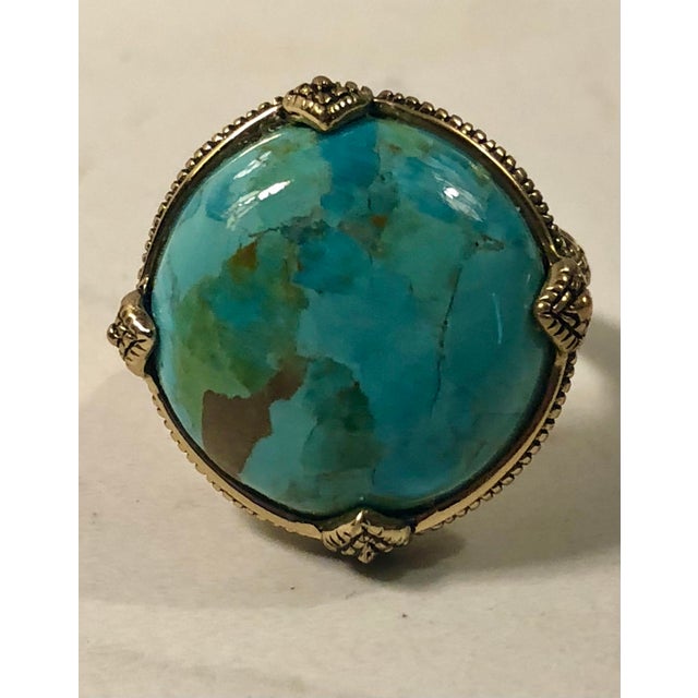 This eye catching 1990s Barse Turquoise Gold Ring (Unisex) will be a fabulous addition to your vintage jewelry collection....