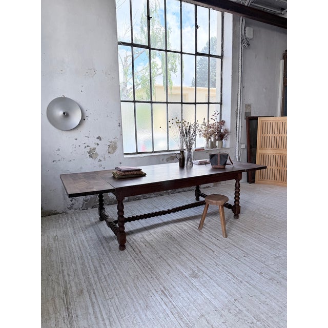 Antique solid oak farmhouse table from the first half of the 20th century, in the draper's table style. we love its...