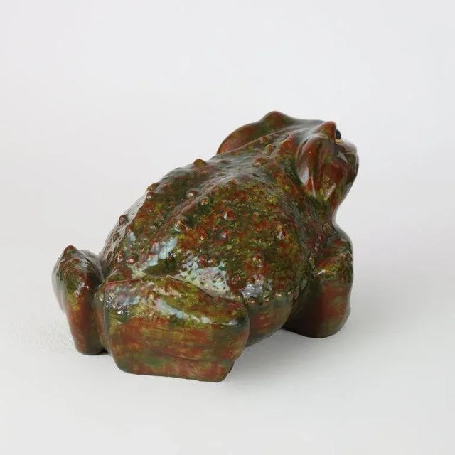 Ceramic Antique Majolica School Pottery Garden Toad Circa 1930 For Sale - Image 7 of 9
