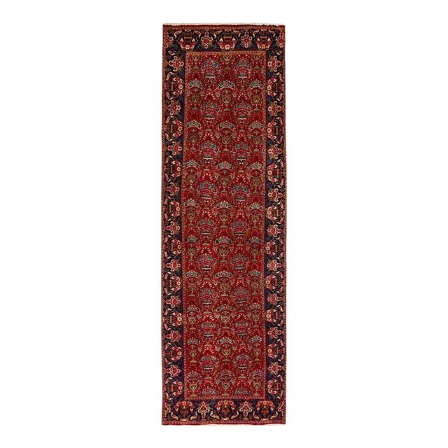 1940s Old Persian Tabriz Runner Rug 4x13 For Sale
