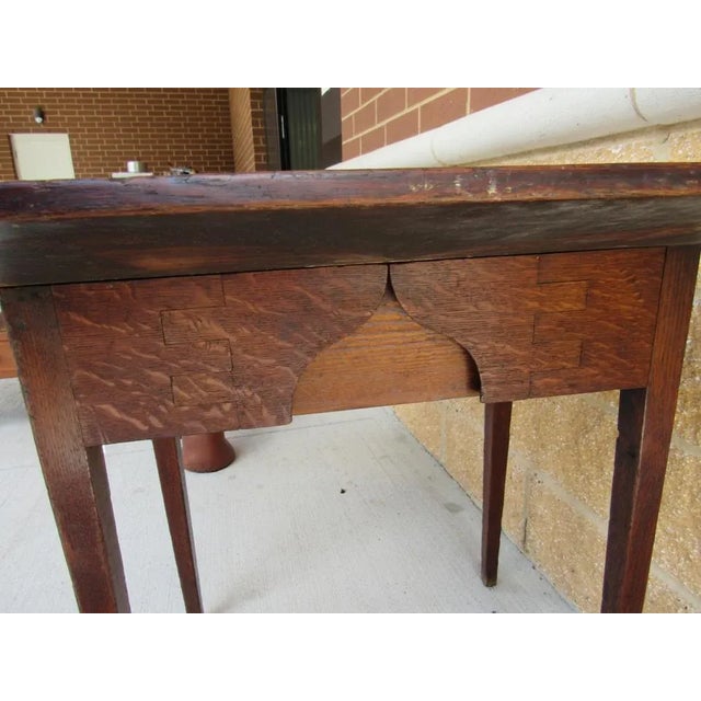 Wood Antique English Oak Pembroke Drop-Leaf Side Table With Drawer, Circa 1880–1900 For Sale - Image 7 of 11