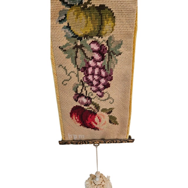 Textile Antique Bell Pull Needlepoint For Sale - Image 7 of 9