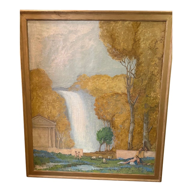 1930s Arcadian Oil Painting Signed Coghlan - Owned by Paul Newman's Mother/Documents Intact For Sale