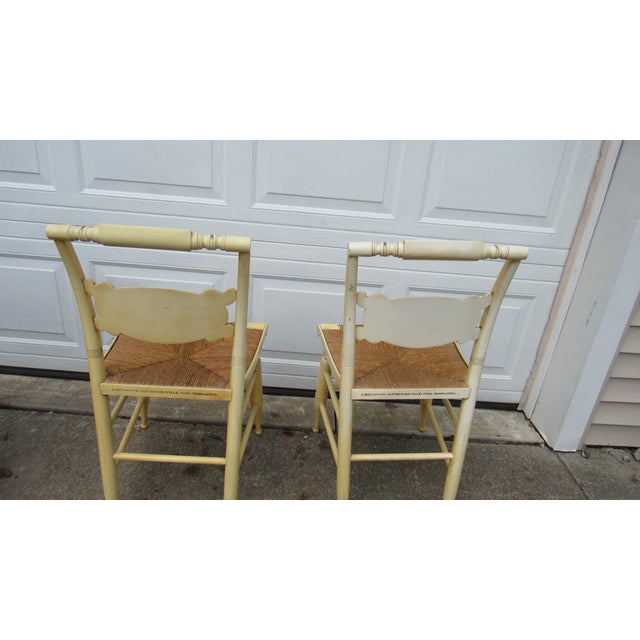 1980s Pair of 1980s Farmhouse Hitchcock Chairs Designer Cream For Sale - Image 5 of 9