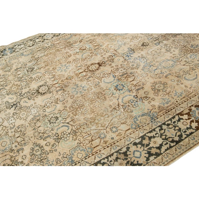 1940s Handmade Persian Mahal Wool Rug With Allover Floral Motif For Sale In New York - Image 6 of 9