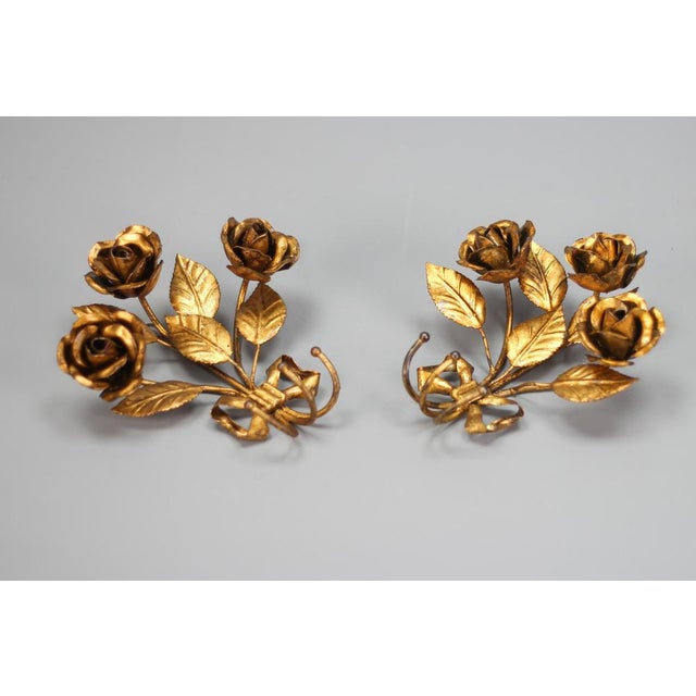 Italian Gilt Metal Rose Coat Hooks, 1960s, Set of 2 For Sale - Image 17 of 18