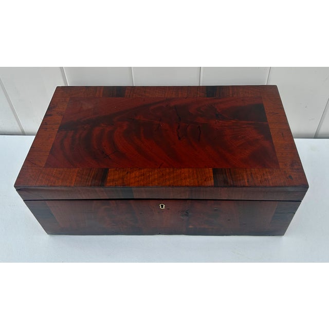 Traditional Antique Mahogany Flame Grain Rectangular Lap Desk For Sale - Image 3 of 13