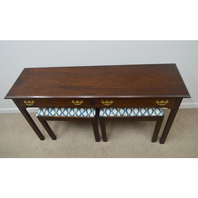 Stickley Anniversary Cherry Console Table With 2 Benches Chairish