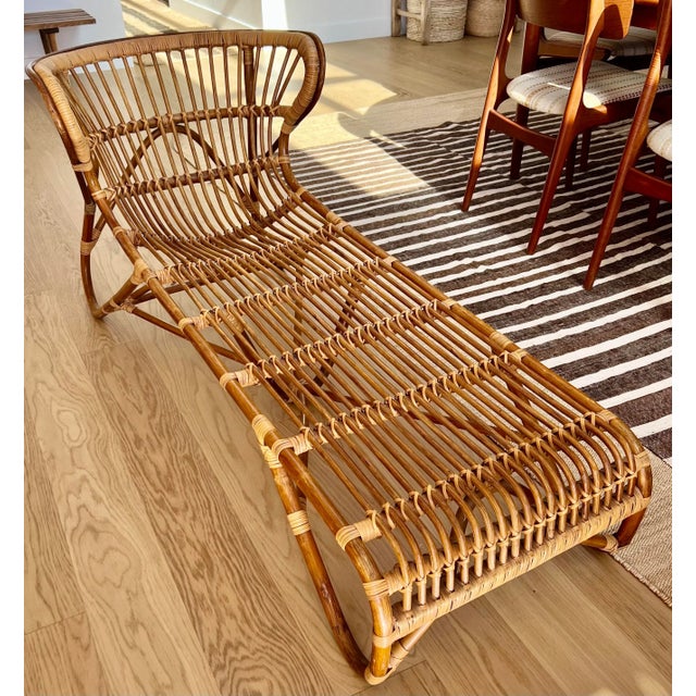 Franco Albini 1960s Rare Rattan Chaise Attributed to Franco Albini For Sale - Image 4 of 6
