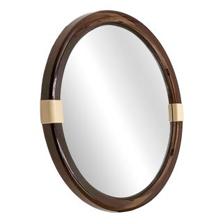 French Space Age Round Wall Mirror in Brown Acrylic Glass, 1970s For Sale