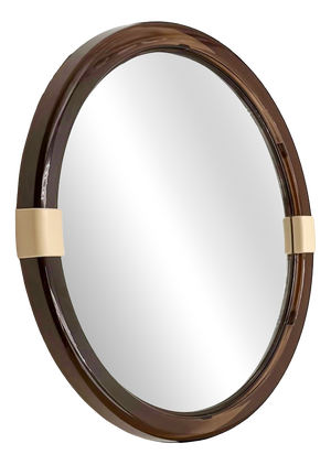 French Space Age Round Wall Mirror in Brown Acrylic Glass, 1970s