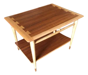 1960s Lane Acclaim Walnut and Ash Inlay Side Table Designed by Andre Bus