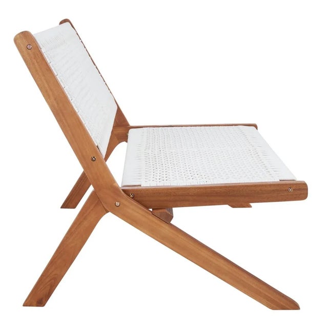 Wood Kobina Outdoor Bench - Natural/White For Sale - Image 7 of 8