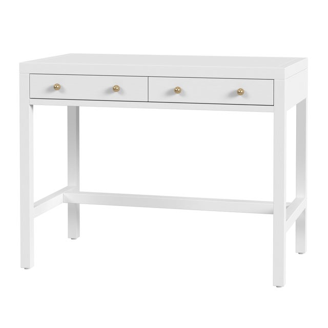 White Nora 40 in. W Rectangular Wood 2 Drawer Writing Desk, White For Sale - Image 8 of 8