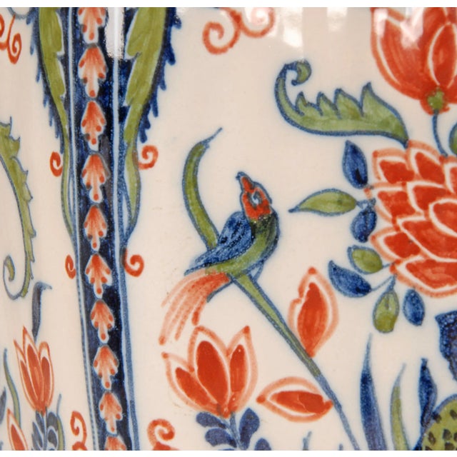 Delft Vases Polychrome Delftware Chinoiserie Baluster Beaker Vases Set of 3 For Sale - Image 14 of 16