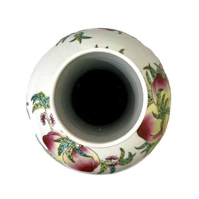 Pair of Large Chinese Famille Rose Porcelain “Nine Peaches” Vases For Sale - Image 14 of 14