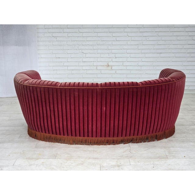 Vintage Danish Two-Seater Banan Sofa in Furniture Velour and Oak, 1960s For Sale - Image 10 of 18