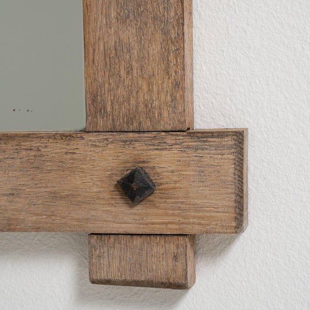 Red 19th Century France Brutalist Red Wood Mirror For Sale - Image 8 of 8