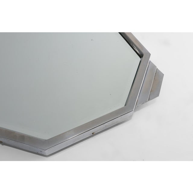 1930s French Art Deco Geometric Octagonal in Chrome and Mirrored Plateau, 1930 For Sale - Image 5 of 12