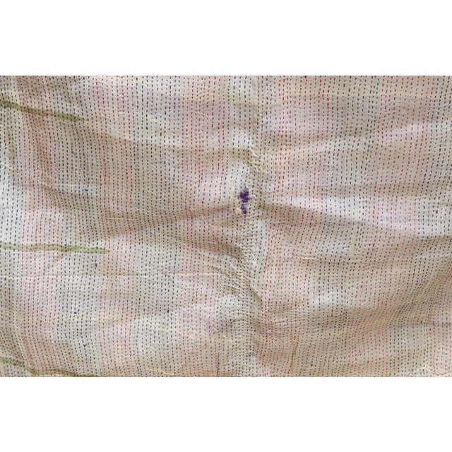 Textile Deep Plum Silk Kantha Reversible Throw For Sale - Image 7 of 8