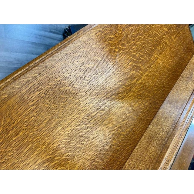 Vintage French Louis Style Oak Dressing Table with Mirror For Sale - Image 16 of 17