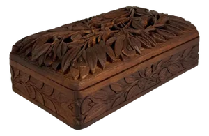 Vintage Traditional Walnut Heavily Carved Storage Box