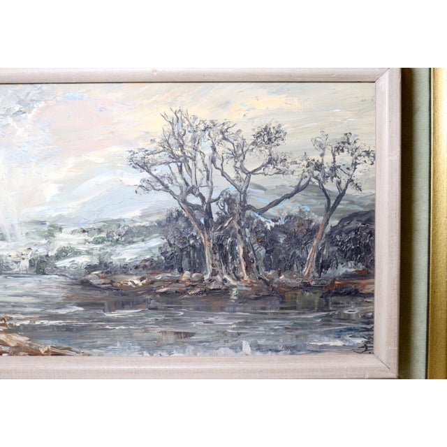 1970s Vintage Heinz Stoecker Storm Landscape Abstract Expressionism Oil Painting Board For Sale - Image 5 of 11