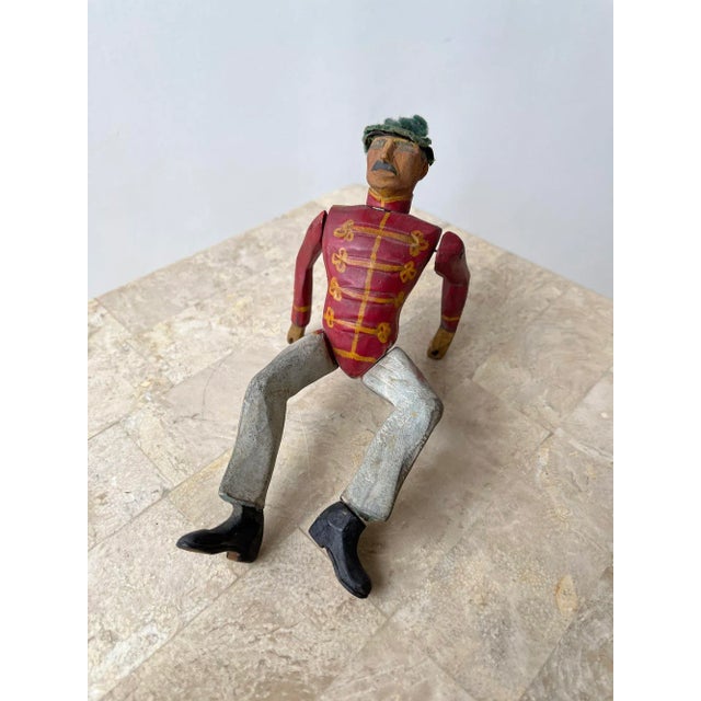 Antique Folk Art Painted Wood Soldier With Red Coat, Circa Early 20th Century For Sale - Image 10 of 12