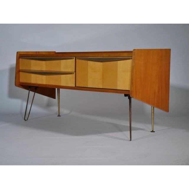 Wood Italian Cherry Wood Lowboard with Original Hairpins, 1950s For Sale - Image 7 of 13