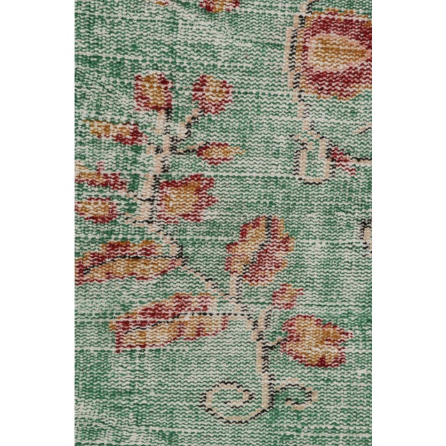 1960s Vintage Zeki Müren Rug in Teal With Floral Medallions, From Rug & Kilim For Sale - Image 5 of 7