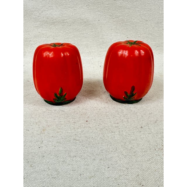 Japanese Vintage Tomato Shaped Salt & Pepper For Sale - Image 3 of 8