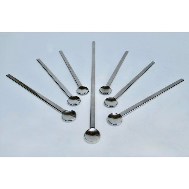 1990s Postmodern Waterford Polished Silver Cocktail Stirrer Spoons & Cocktail Stirrer Spoon - 7 Pieces For Sale In West Palm - Image 6 of 11