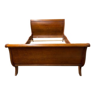 Queen Size Late 20th Century Wood Sleigh Bed Frame For Sale