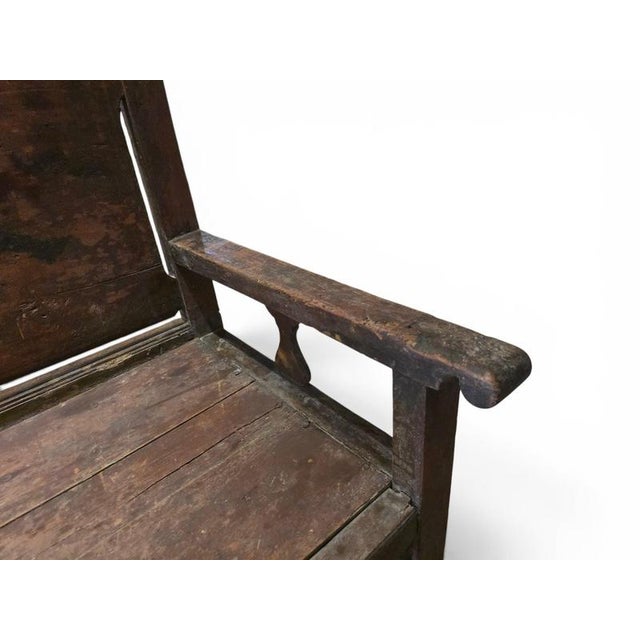 18th Century French Painted Wood Bench with High Back, 1750 For Sale - Image 3 of 11