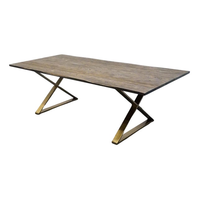 Tov Furniture Leah Collection Solid Ash Hollywood Glam Style 94" Dining Table W. X-Frame Base G5495 For Sale