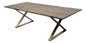Tov Furniture Leah Collection Solid Ash Hollywood Glam Style 94" Dining Table W. X-Frame Base G5495