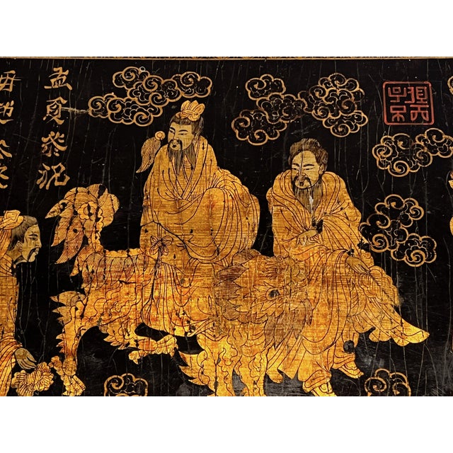 1970 Lacquer and Gilding Painting with Chinese Decors. French Work For Sale - Image 11 of 12