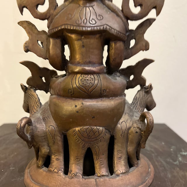 Metal Mid 20th Century Indian Dhokra Bronze Surya Sun God Sculpture For Sale - Image 7 of 11