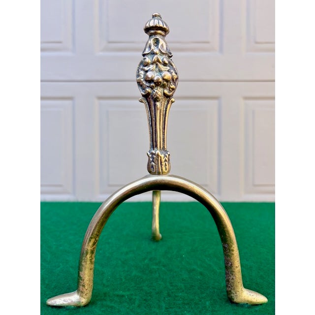 Late 19th Century Small Brass Firedogs/Andirons For Sale - Image 4 of 8