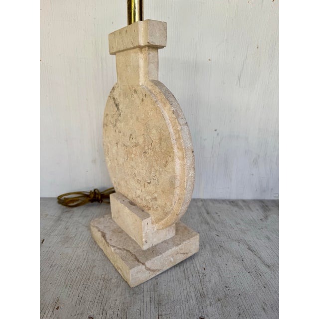 Late 20th Century Vintage Hollywood Regency Solid Travertine Stone Lamp For Sale - Image 5 of 11