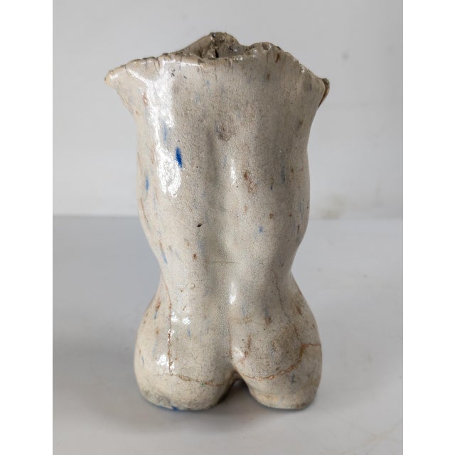 Mid-Century Modern Art Pottery Female Torso Figure Vase or Pen Holder For Sale - Image 4 of 9
