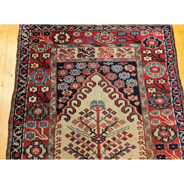 Textile Antique Turkish Prayer Village Rug, Hand-Knotted Tree of Life Design, 3' x 5' For Sale - Image 7 of 14