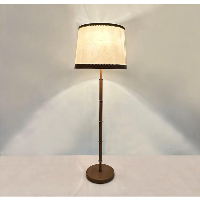 Mid-Century Modern Floor Lamps in Leather and Parchment, Germany, 1960, Set of 2 For Sale - Image 3 of 10