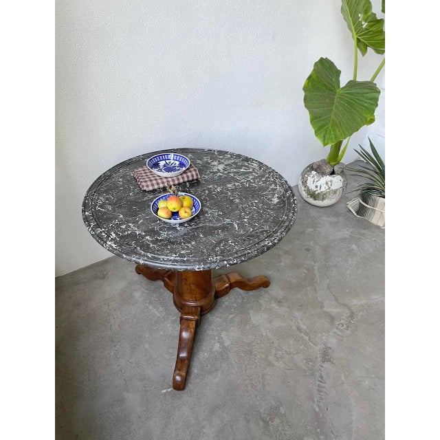 Empire Pedestal Table in Walnut and Marble For Sale - Image 10 of 18