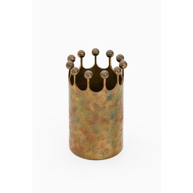 Brass Vase attributed to Pierre Forssell, 1950s For Sale - Image 3 of 5