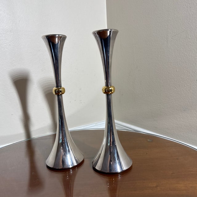 Mid-Century Modern Vintage Mason Jansen Style Candlesticks ~ a Pair For Sale - Image 3 of 6