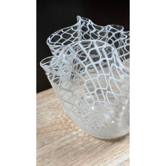 Transparent Fulvio Bianconi/Paolo Venini for Murano Large Fazzoletto Art Glass Vase For Sale - Image 8 of 11